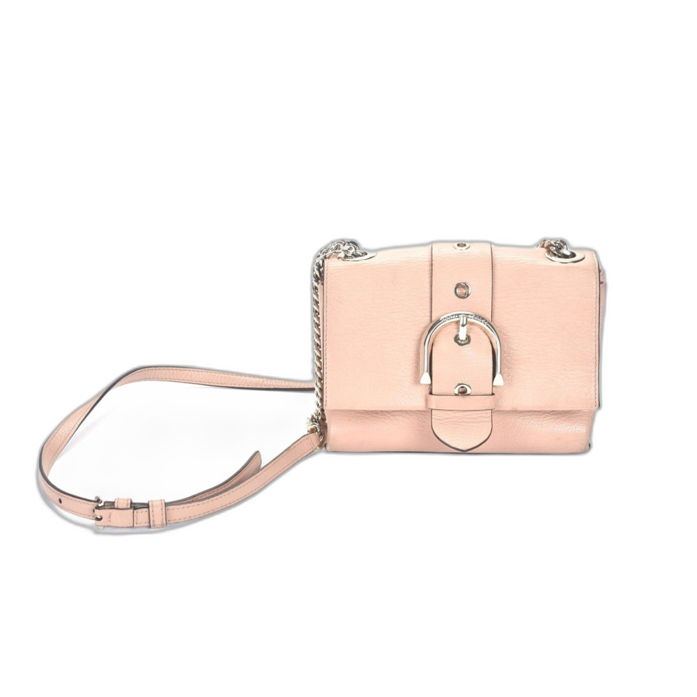 Henri Bendel Small Blush Leather Cross-Body Bag Faux Buckle Adjustable Strap